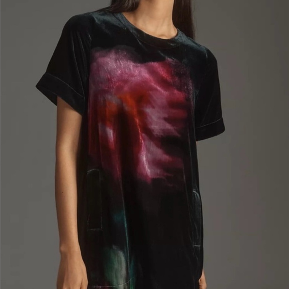THE EMMY SHORT-SLEEVE SWING MINI DRESS BY MAEVE: VELVET EDITION